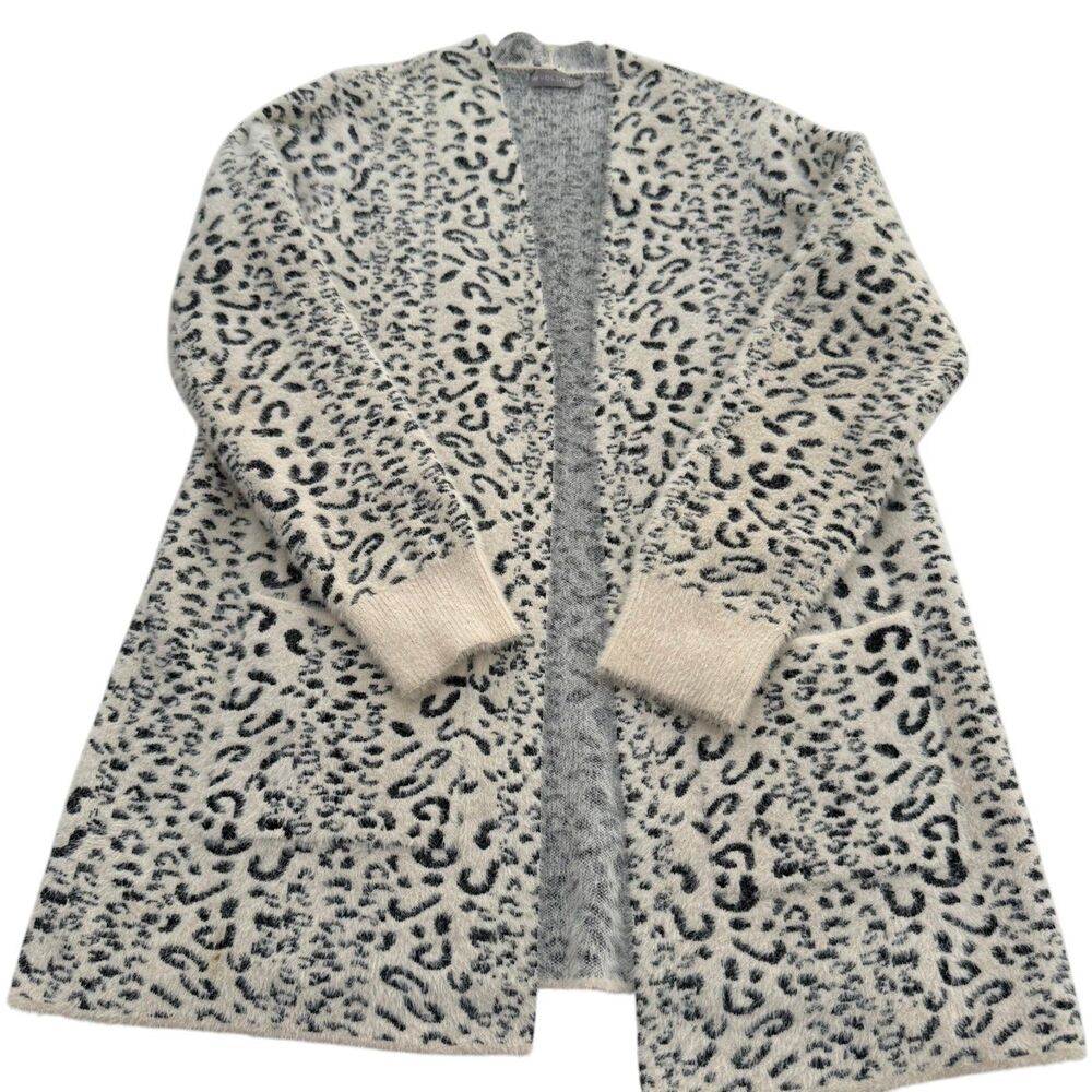 Evolution by Cyrus Women’s Fuzzy Leopard Print Long Cardigan Sweater M